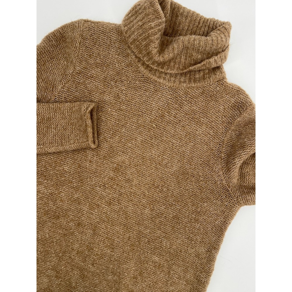 Abercrombie & Fitch  Tan Split Back Turtleneck Tunic Sweater Small Brown SOFT